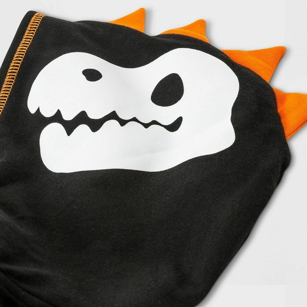 Baby Boys' Dino Skeleton Halloween Hooded Romper Cat & Jack Black 0-3 Months NWT - Picture 2 of 2